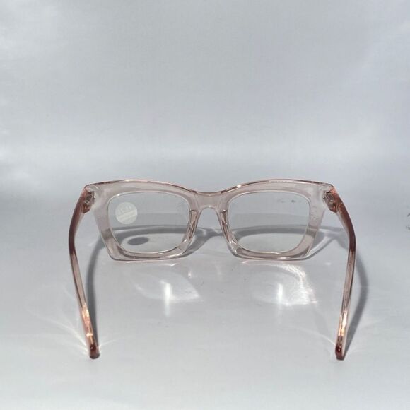 1283 Gretchen Reading Glasses 1.75 Square Clear  Pink Frames Oversize NWT - Picture 5 of 9